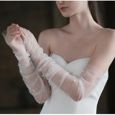 TULLE LONG BRIDAL GLOVES