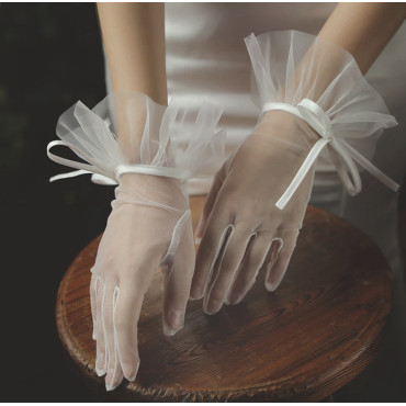 SATIN RIBBON BOW GLOVES